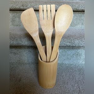 4 piece Wooden Utensil Set Cooking Bamboo